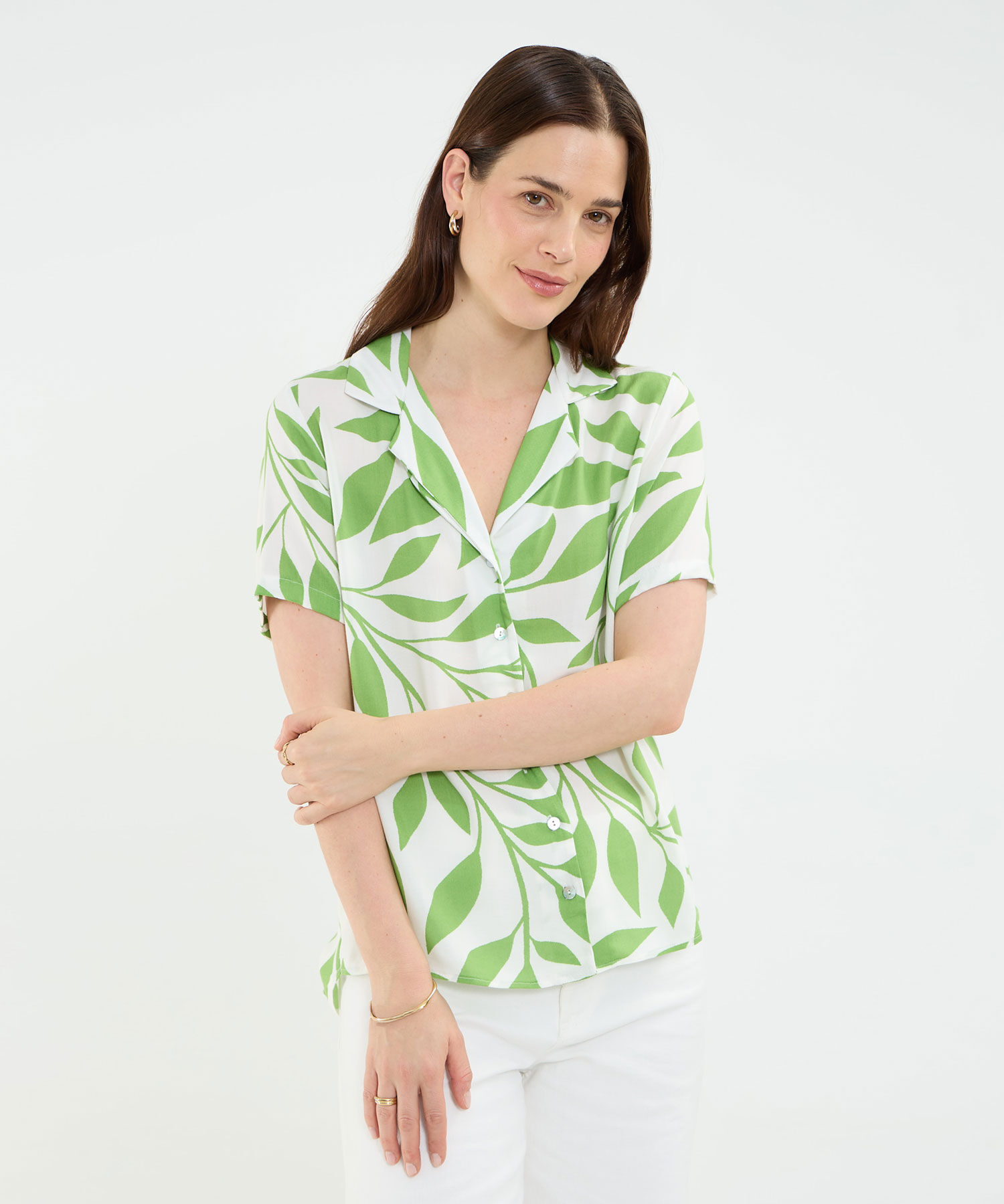 Camisa Estampado de Hojas
