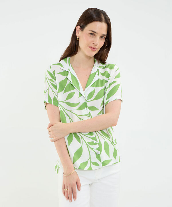 Camisa Estampado de Hojas image number null