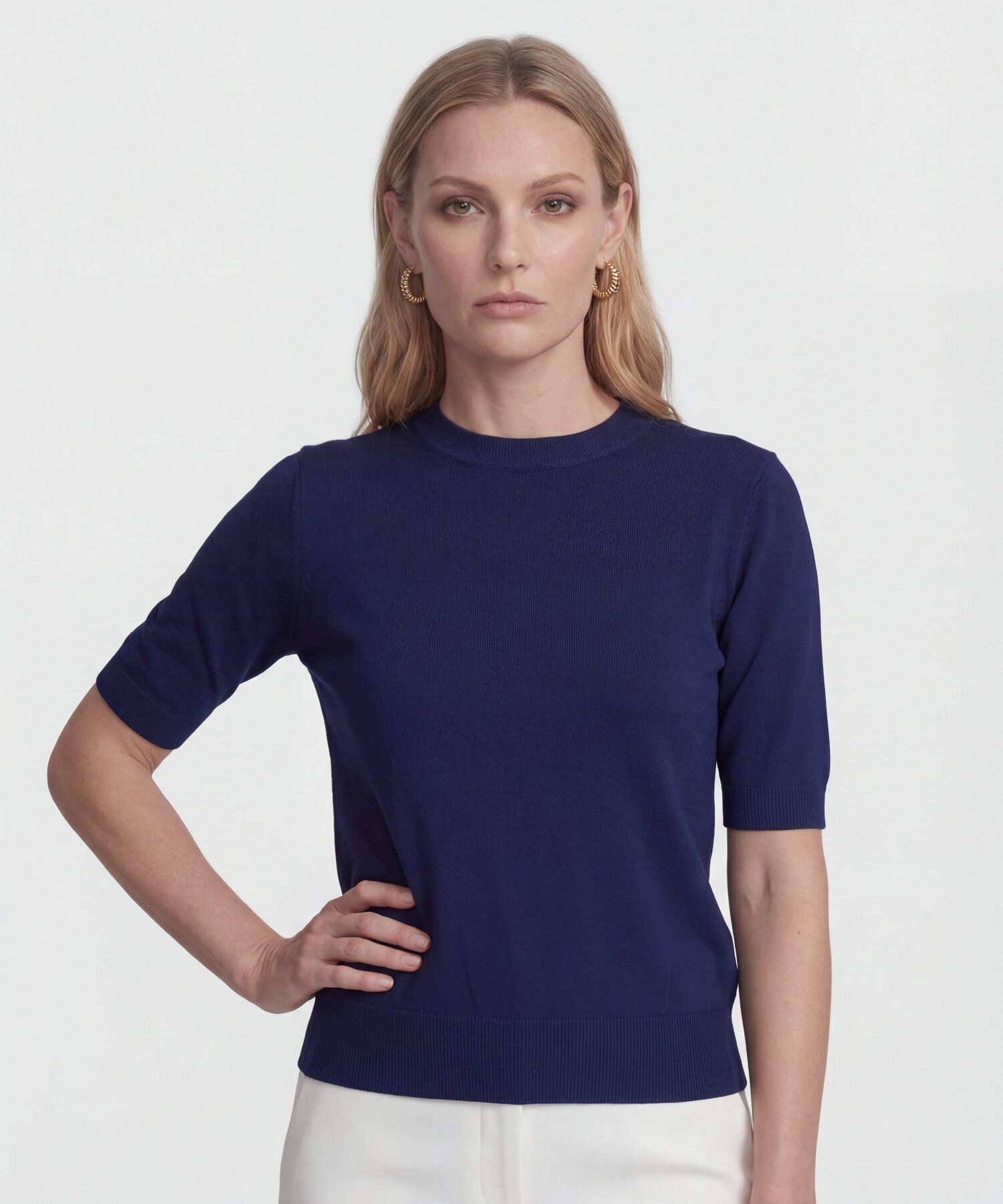 Camiseta Unicolor Manga Corta para Mujer