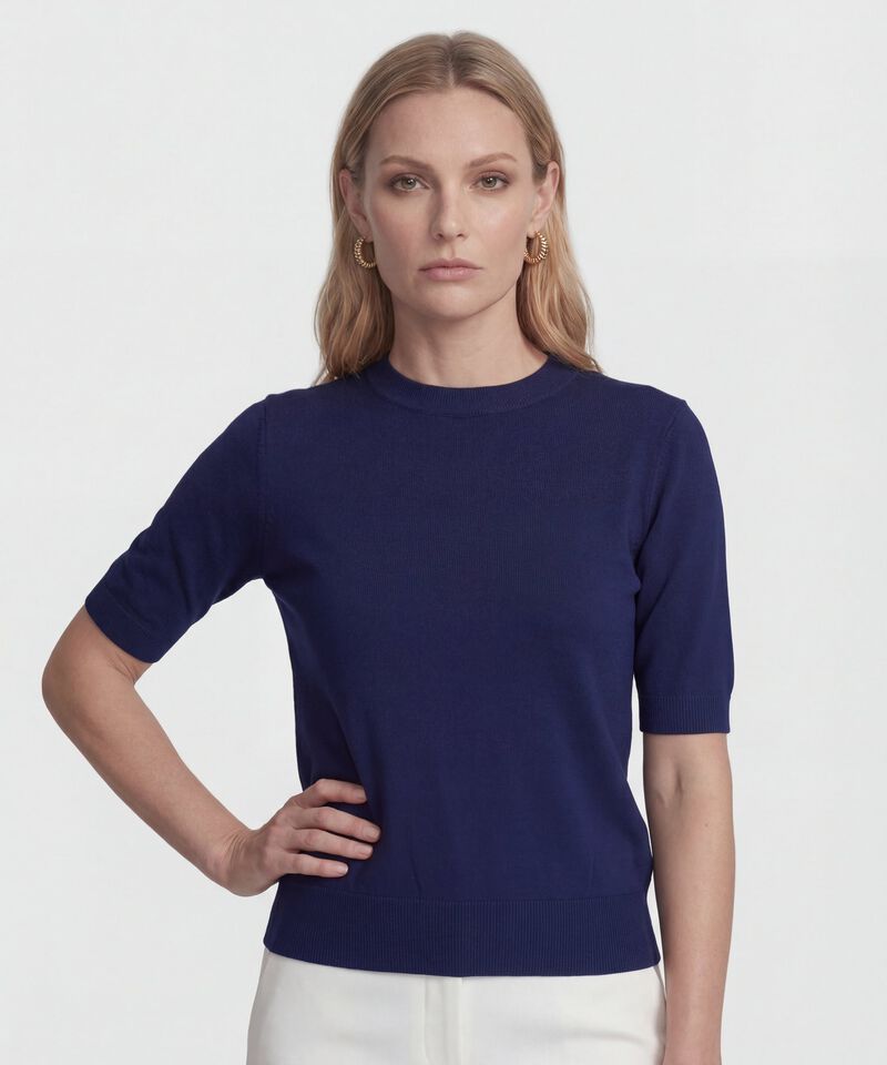 Camiseta Unicolor Manga Corta para Mujer