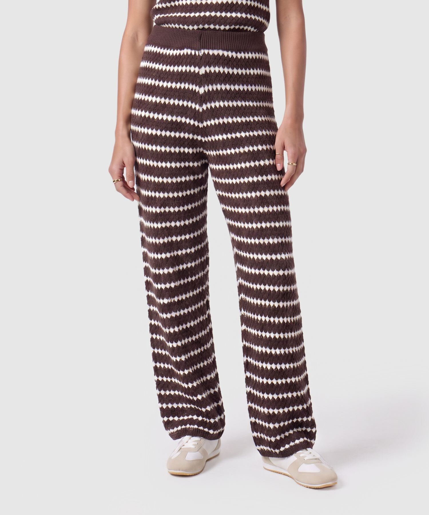 Pantal&oacute;n De Punto Acanalado Recto Para Mujer