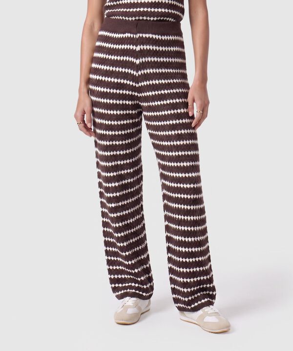 Pantal&oacute;n De Punto Acanalado Recto Para Mujer image number null