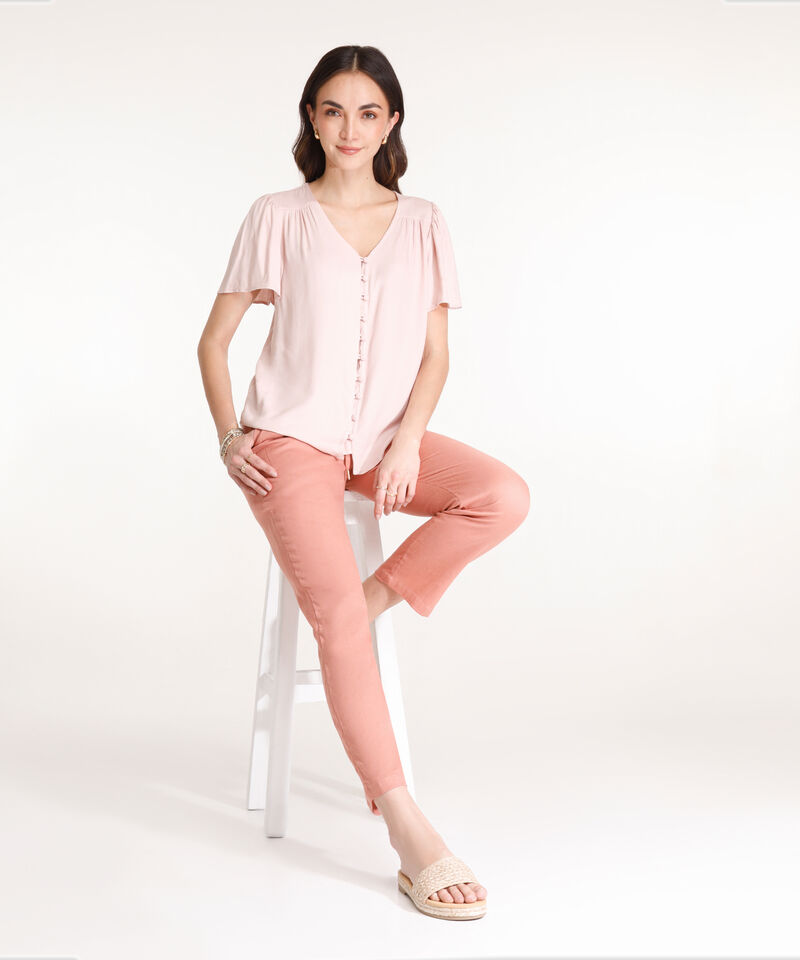 Blusa Manga Corta Con Botones Forrados