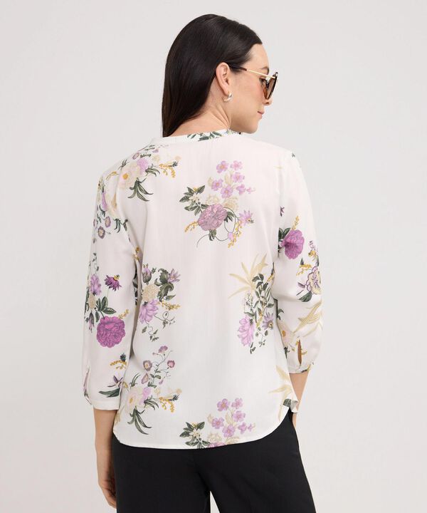 Blusa Con Alforzas Estampada Manga 3/4