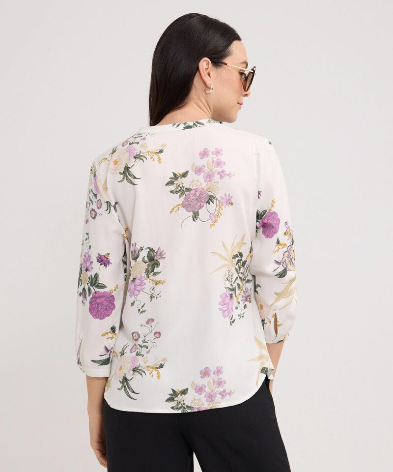 Blusa Con Alforzas Estampada Manga 3/4