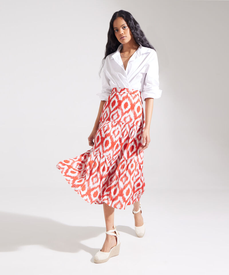 Falda Midi Estampada Con Tiempos