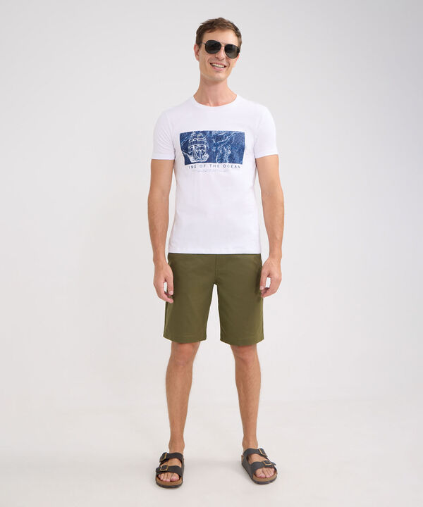 Bermuda Unicolor Con Pretina Encauchada Y Cordón Interno image number null