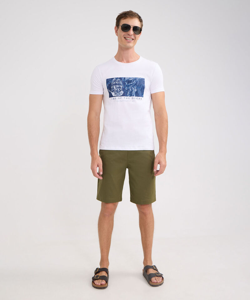 Bermuda Unicolor Con Pretina Encauchada Y Cordón Interno