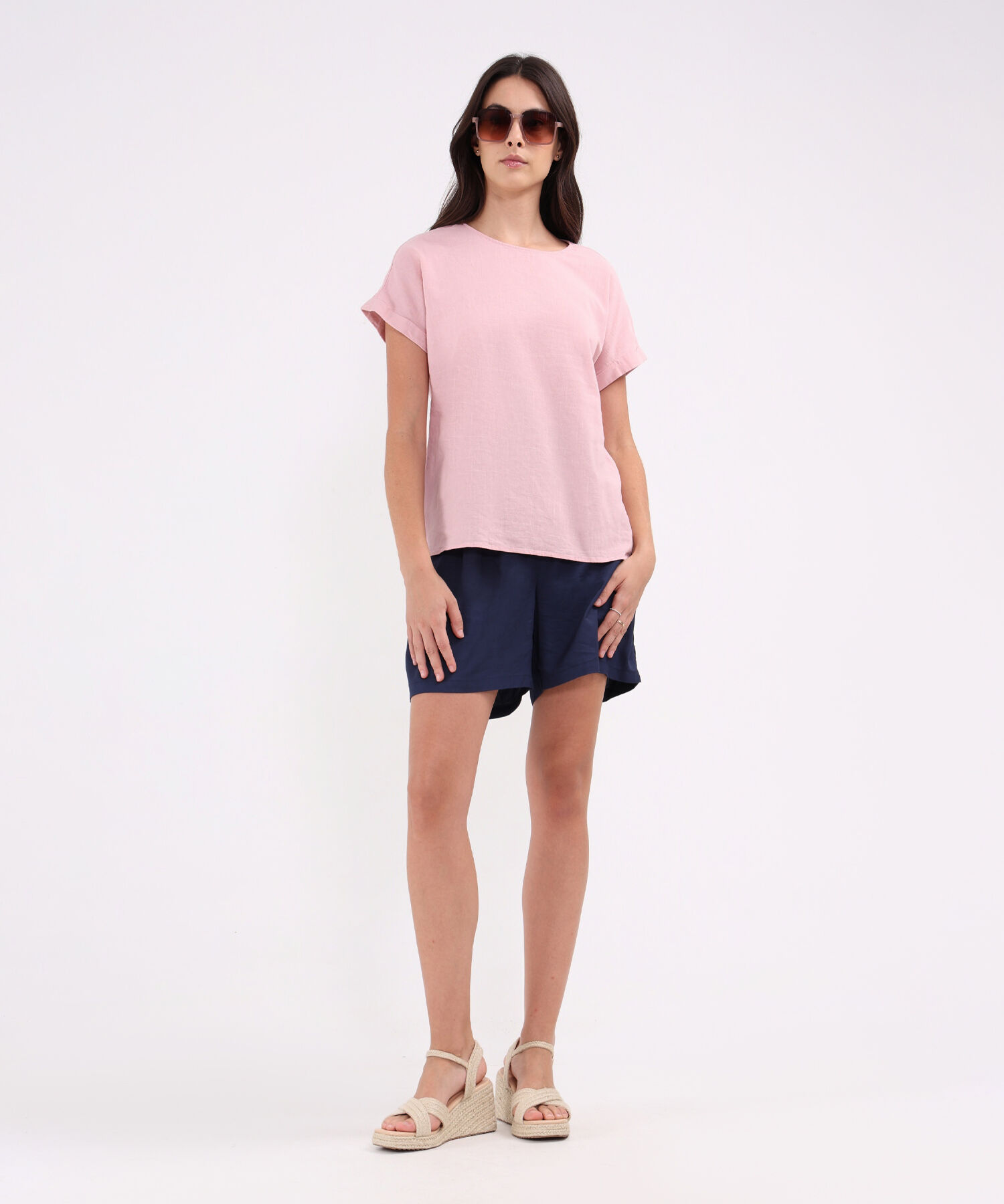 Blusa Manga Corta Unicolor