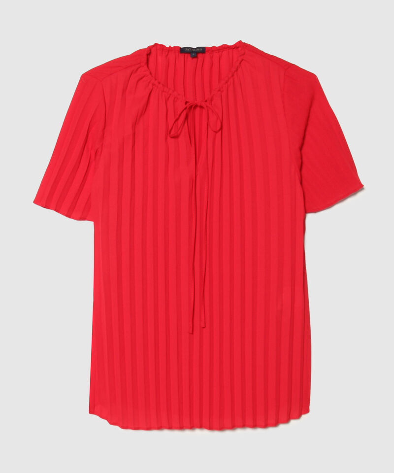 Blusa Plisada Manga Corta Plisada Unicolor