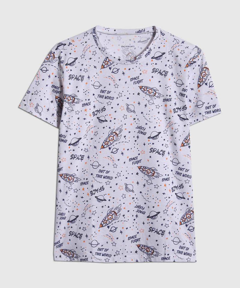 Pijama Junior Camiseta M/C Cuello Redondo/Pantaloneta Unicolor - Lineas