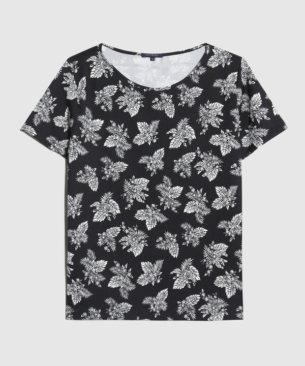 Camiseta Mujer Manga Corta Estampado Floral image number null