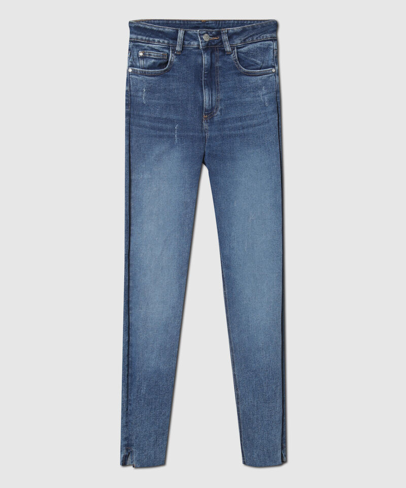 Jean Jean Skinny Con Abertura En Ruedo Tono Medio