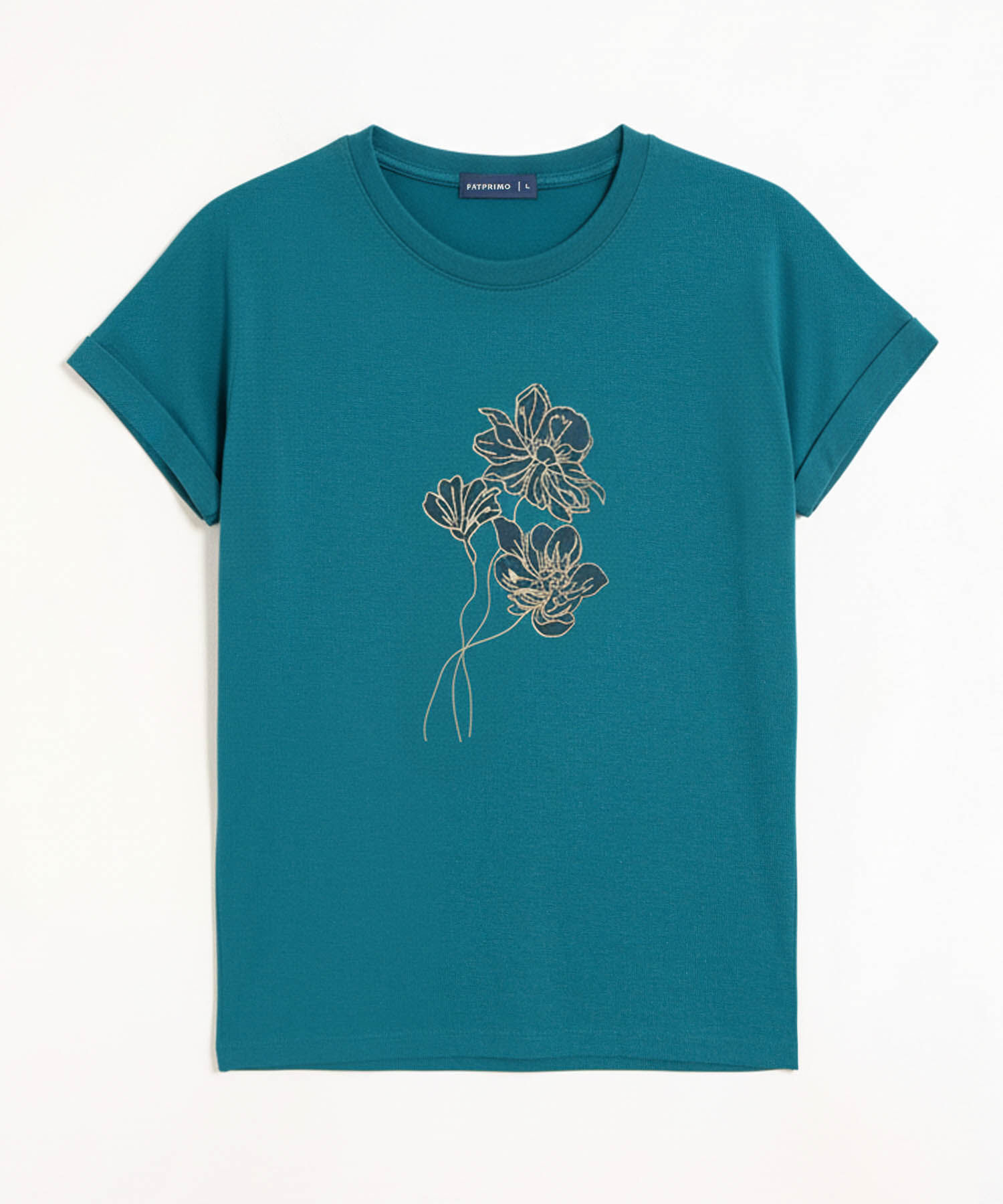 Camiseta Mujer Gr&aacute;fico Central Manga Remangada