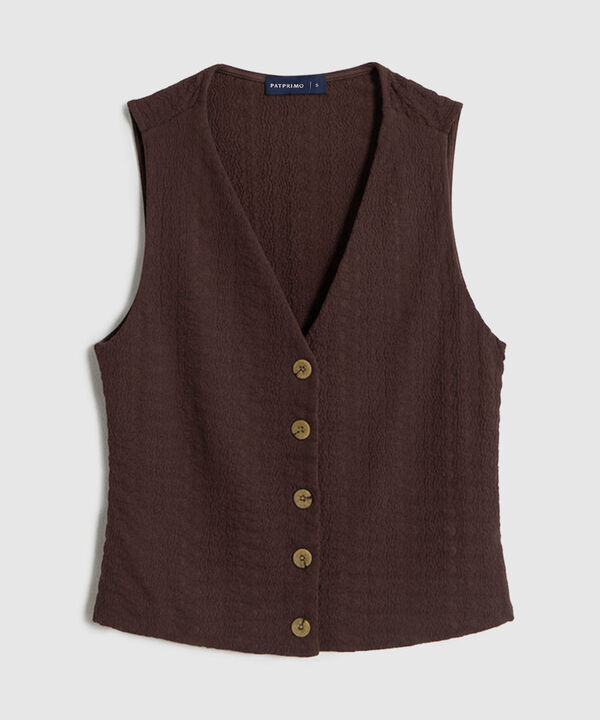 Chaleco Texturizado con Botones de Contraste para Mujer image number null