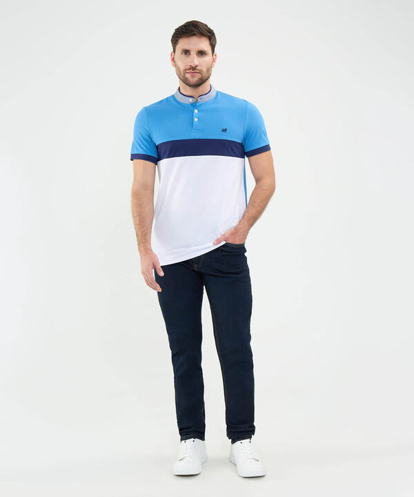 Polo Cuello Mao en Bloques