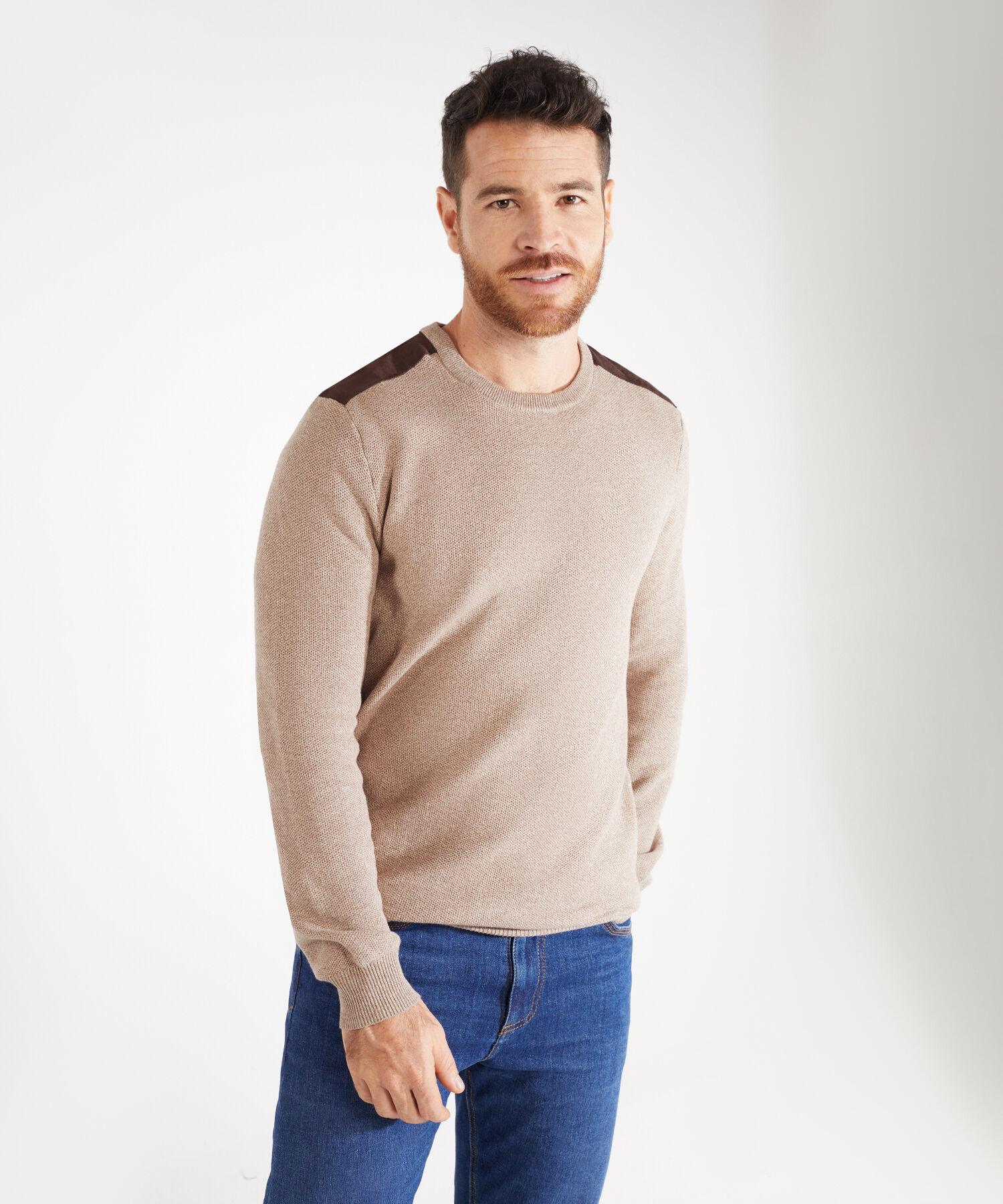 Saco Cuello Redondo Con Piezas En Hombros