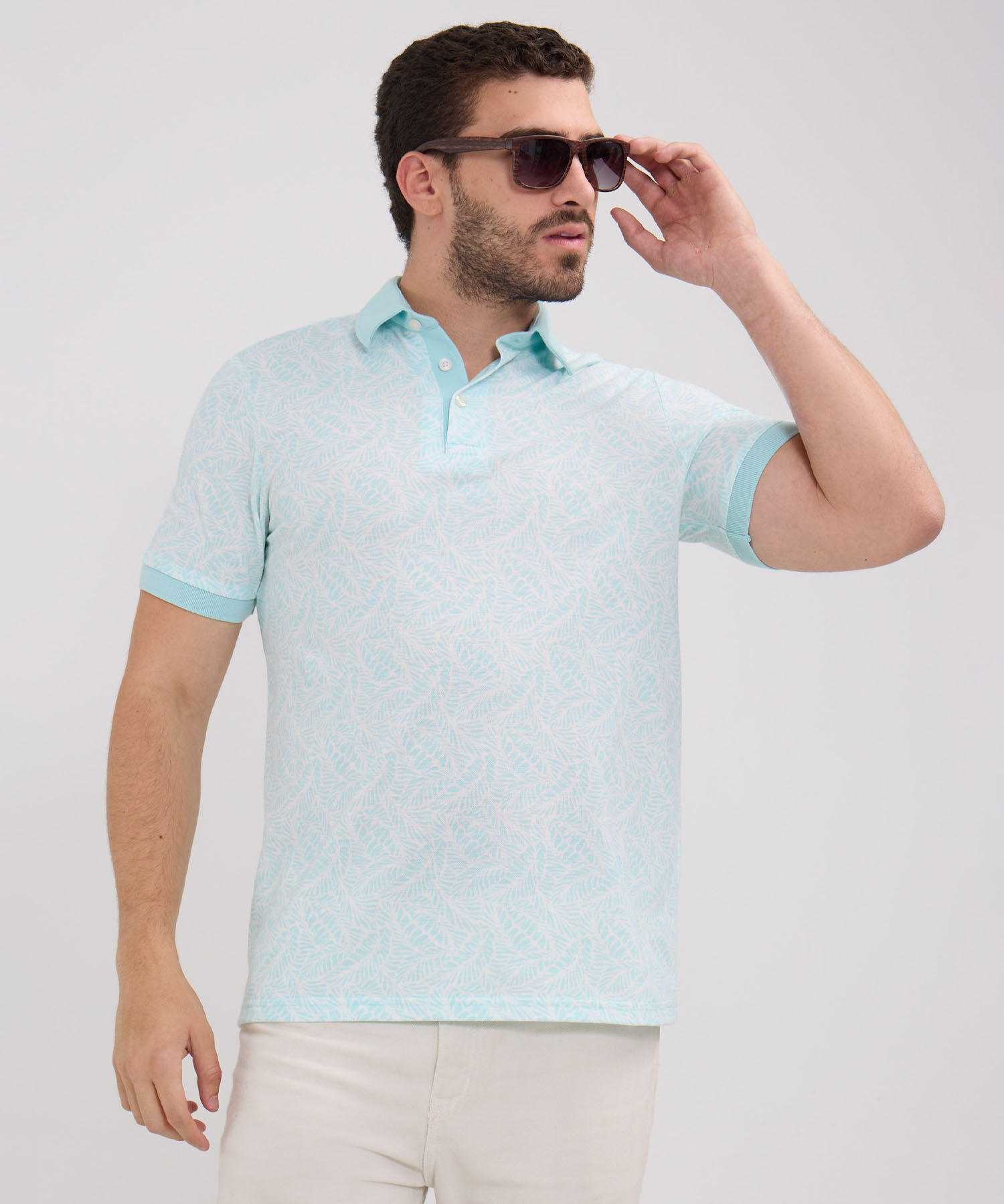 Polo Estampada, Cuello Máquina Con Puños Tejidos