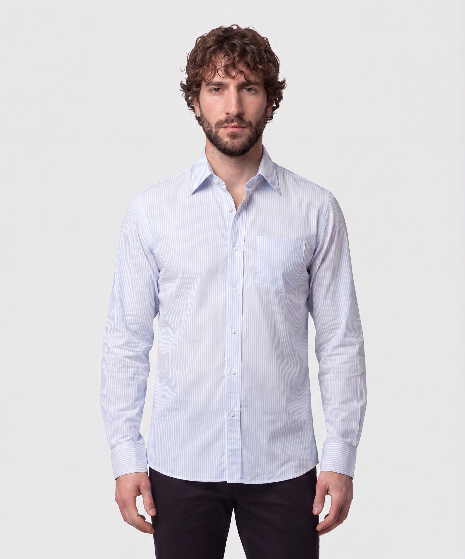 Camisa A Rayas Manga Larga Para Hombre