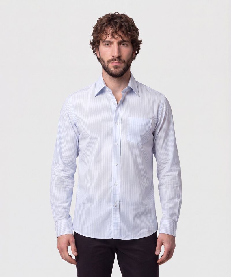 Camisa A Rayas Manga Larga Para Hombre