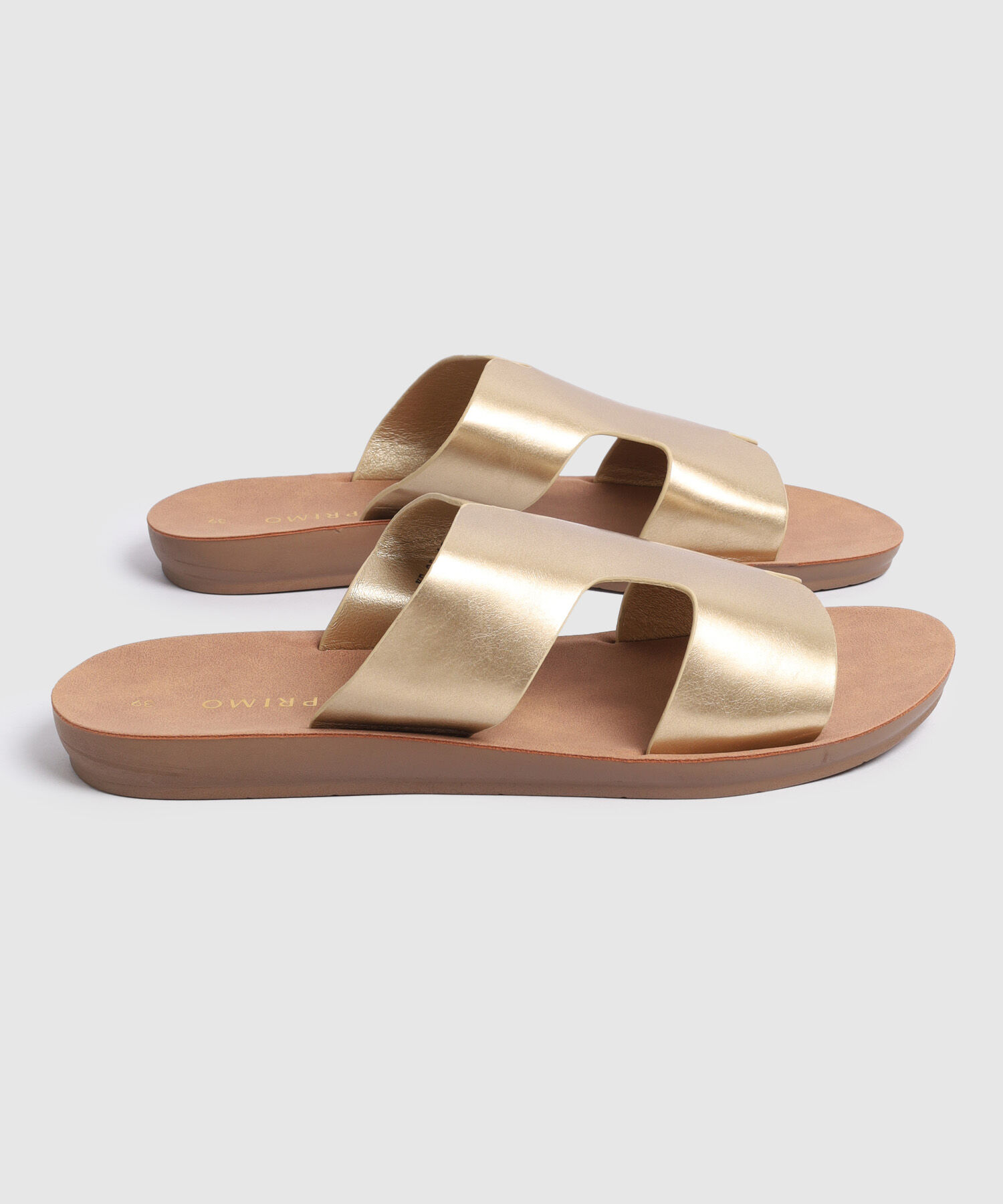 Sandalias Planas Con Acabado Metalizado Para Mujer