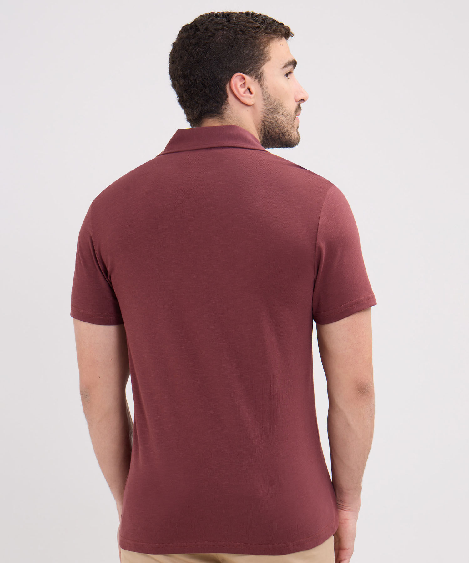 Polo Unicolor, Cuello Máquina Con Simulación Bolsillo Ribete