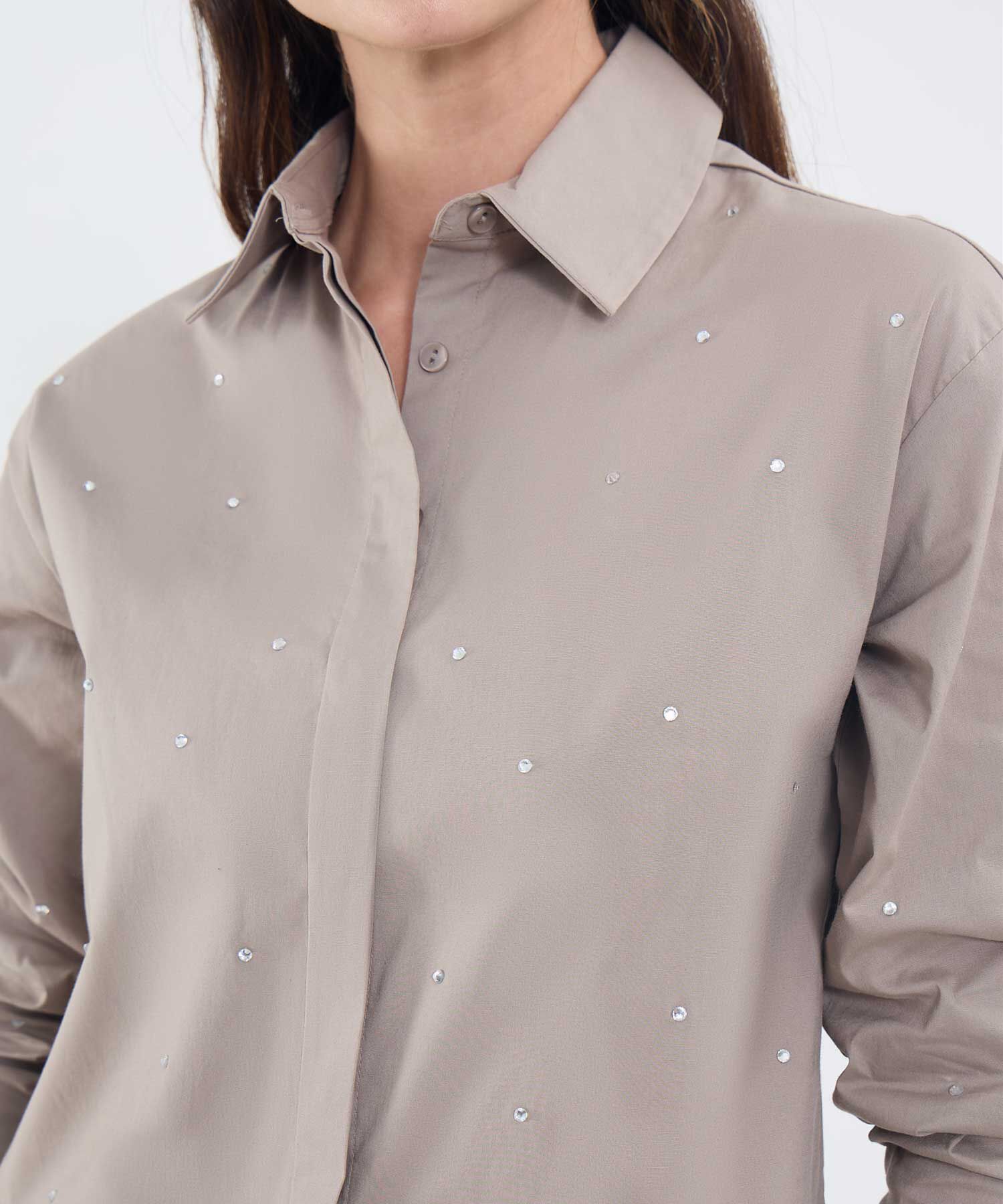 Camisa Manga Larga Con Pedrería