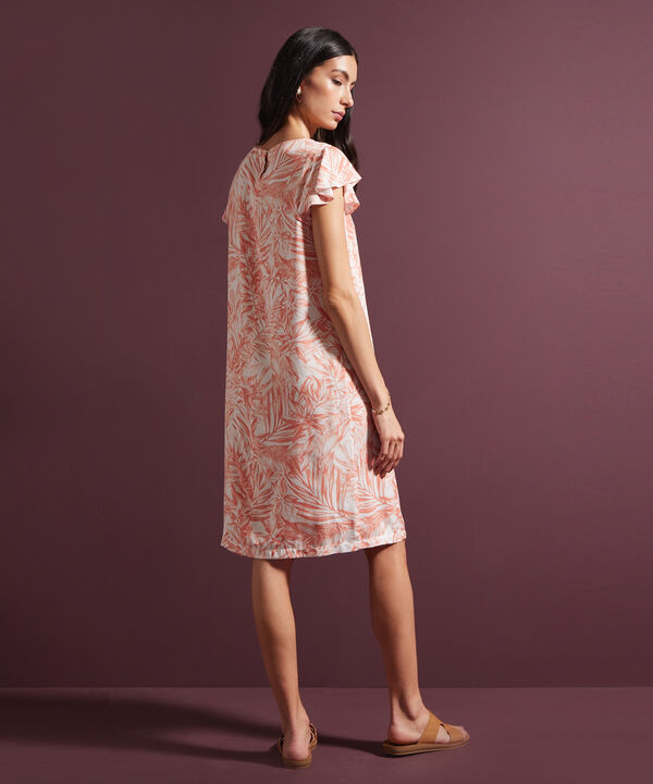 Vestido Estampado Manga Corta Con Vuelo