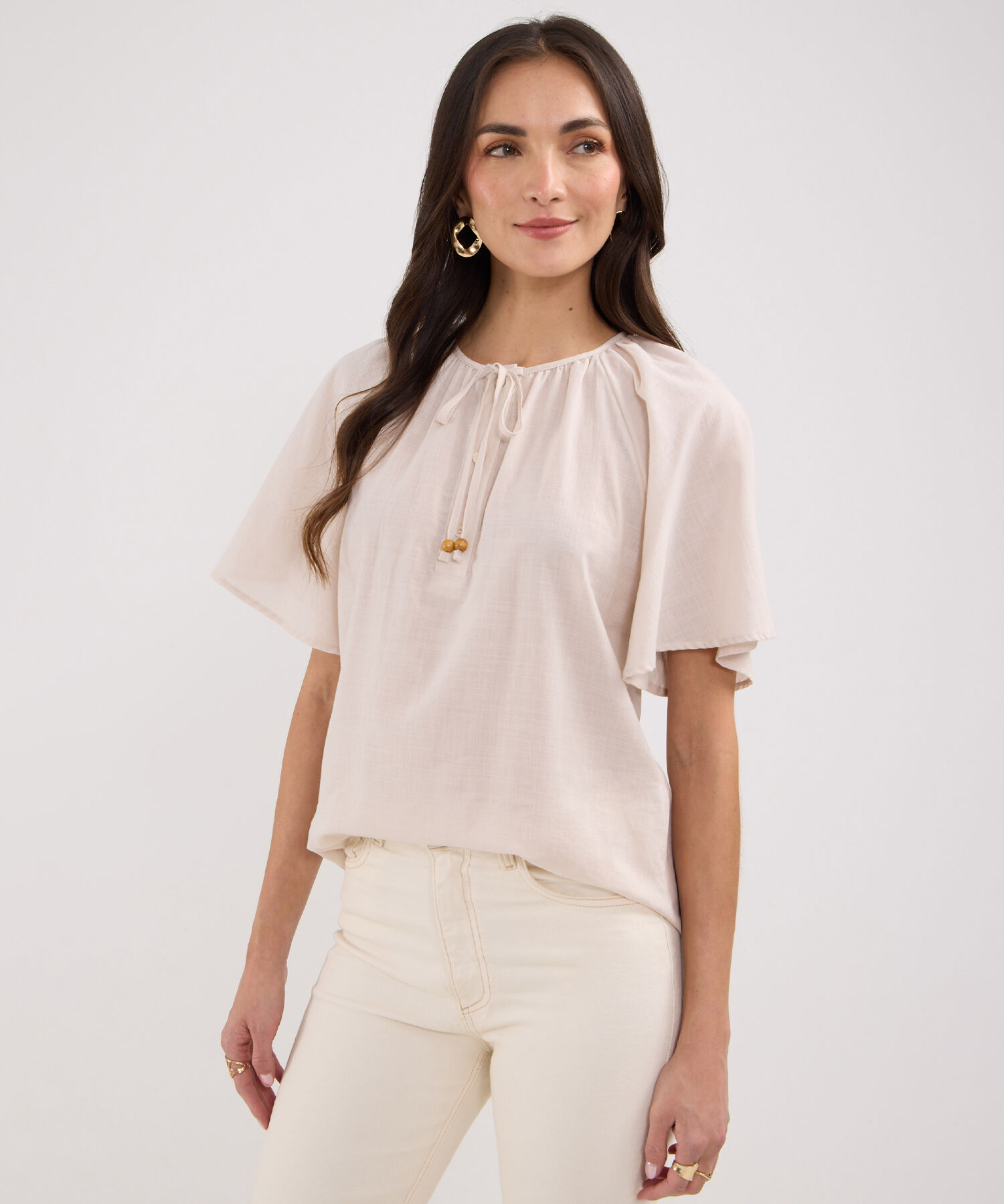 Blusa Preteñida, Escote En V.