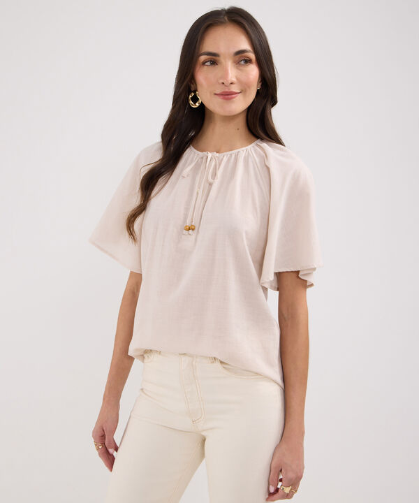Blusa Preteñida, Escote En V.