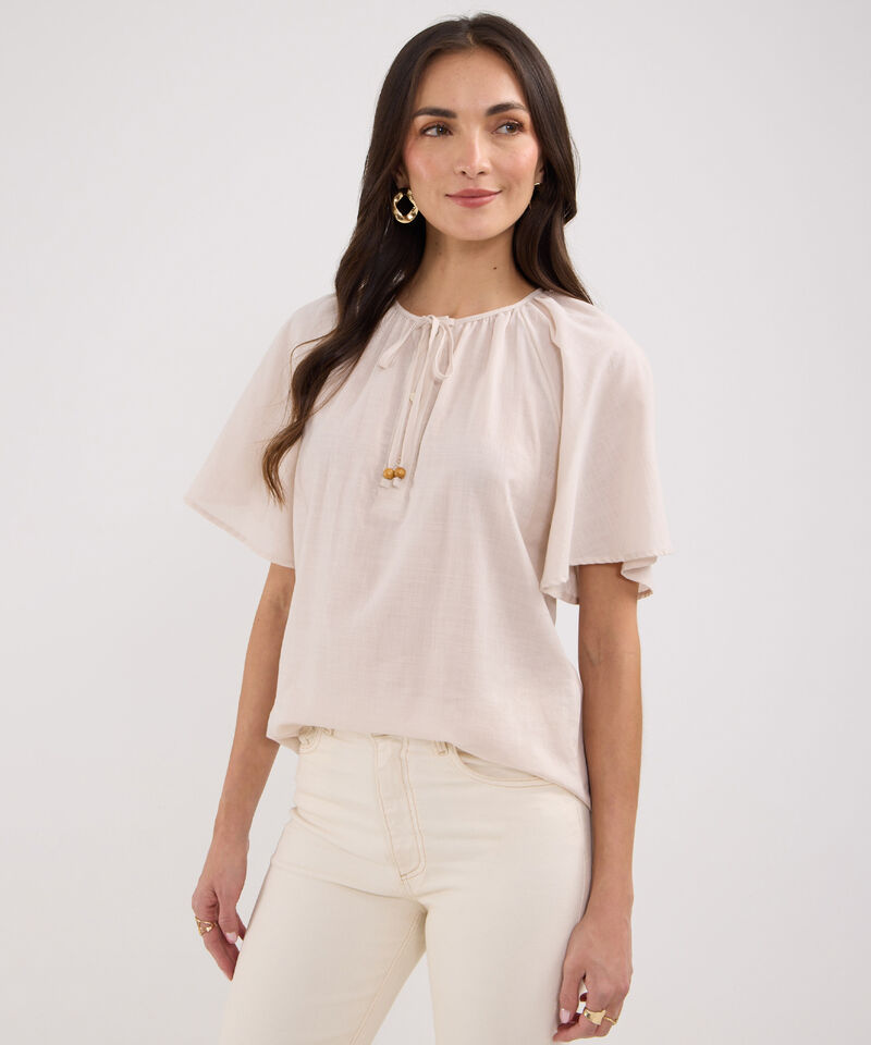 Blusa Preteñida, Escote En V.