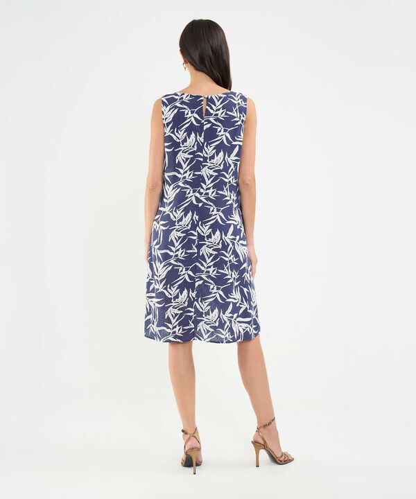 Vestido Estampado en Efecto Lino