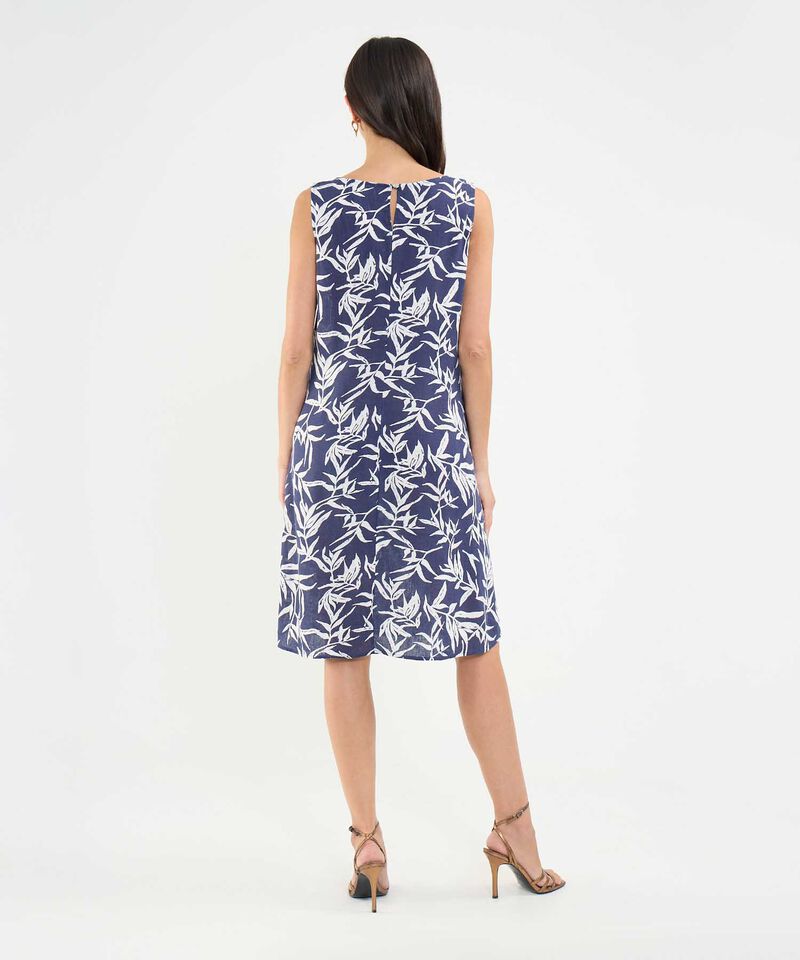 Vestido Estampado en Efecto Lino