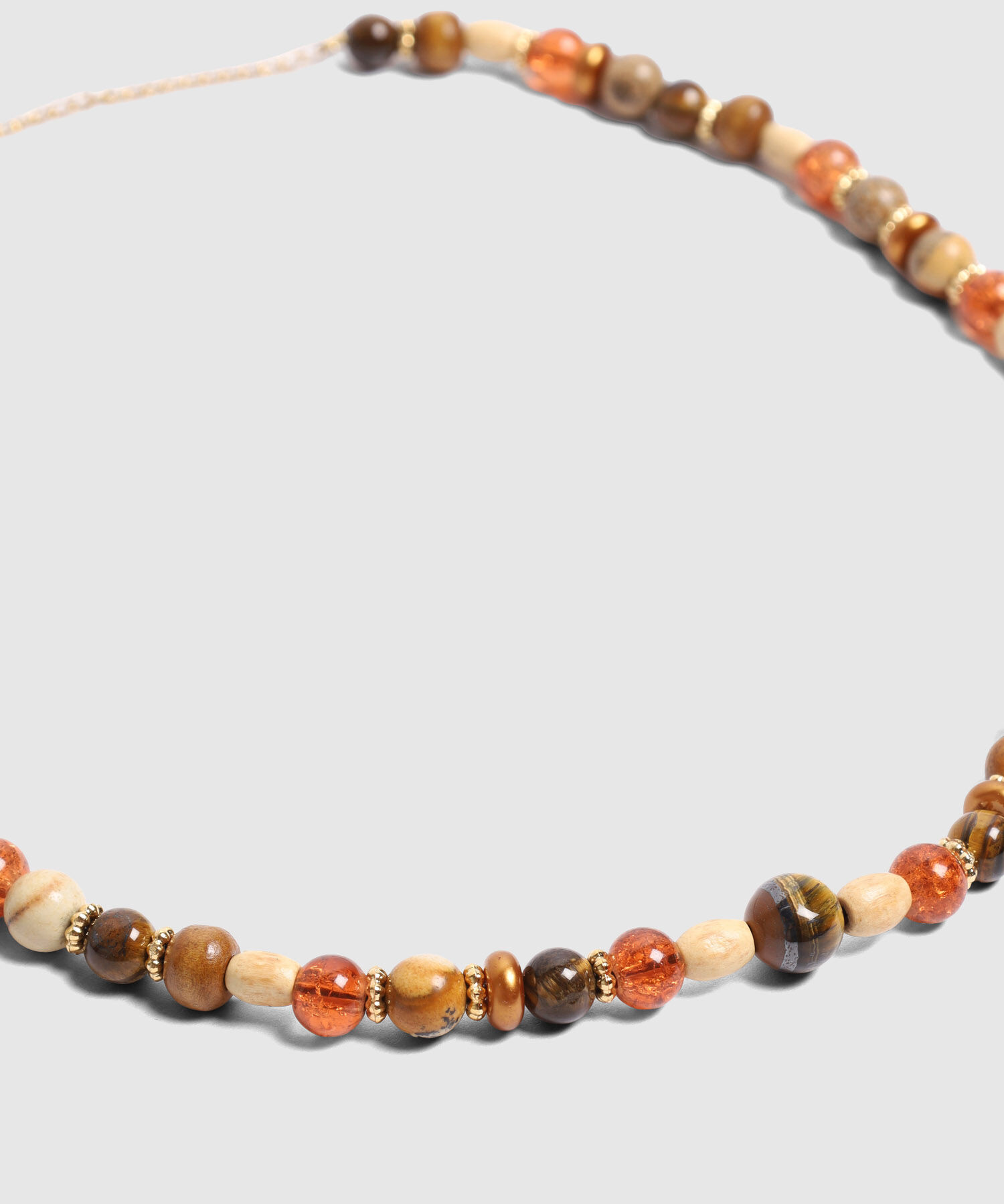 Collar De Cuentas Terrosas Y Jaspeadas Mujer