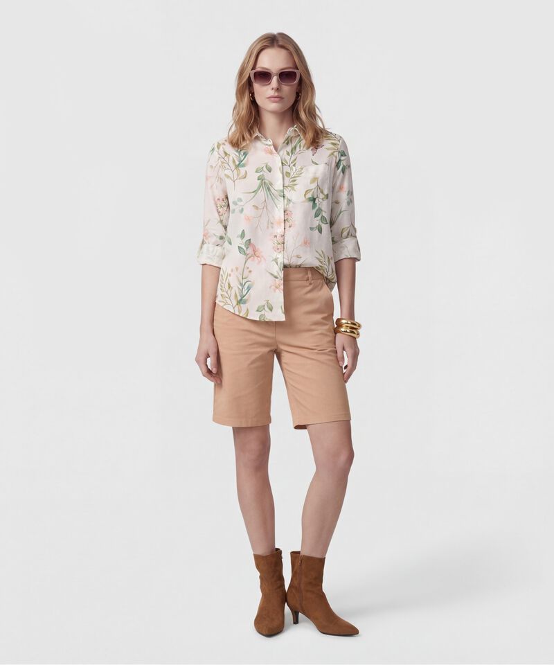 Camisa Manga Larga Con Charretera Para Mujer