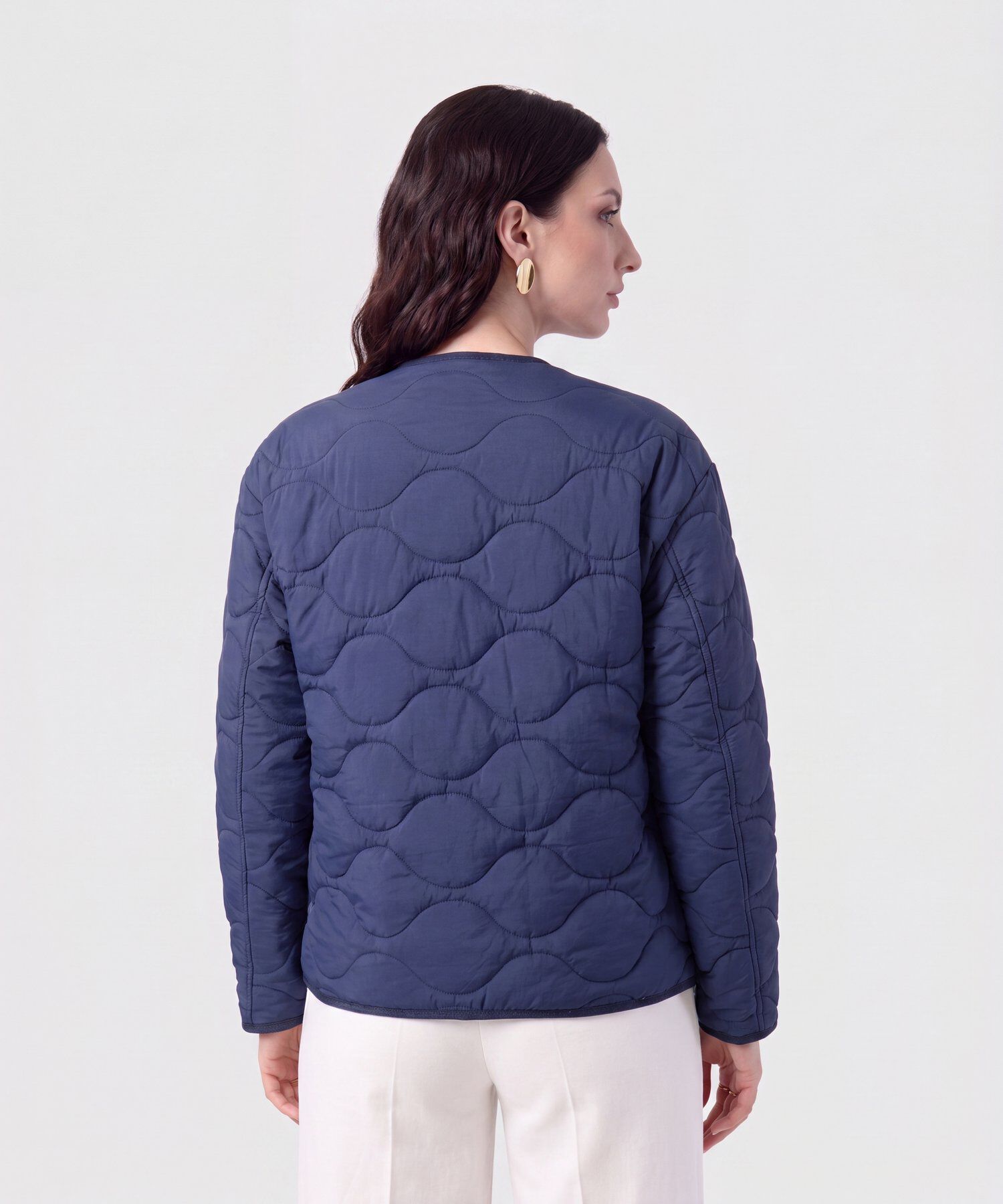 Chaqueta Acolchada Cuello Redondo Para Mujer