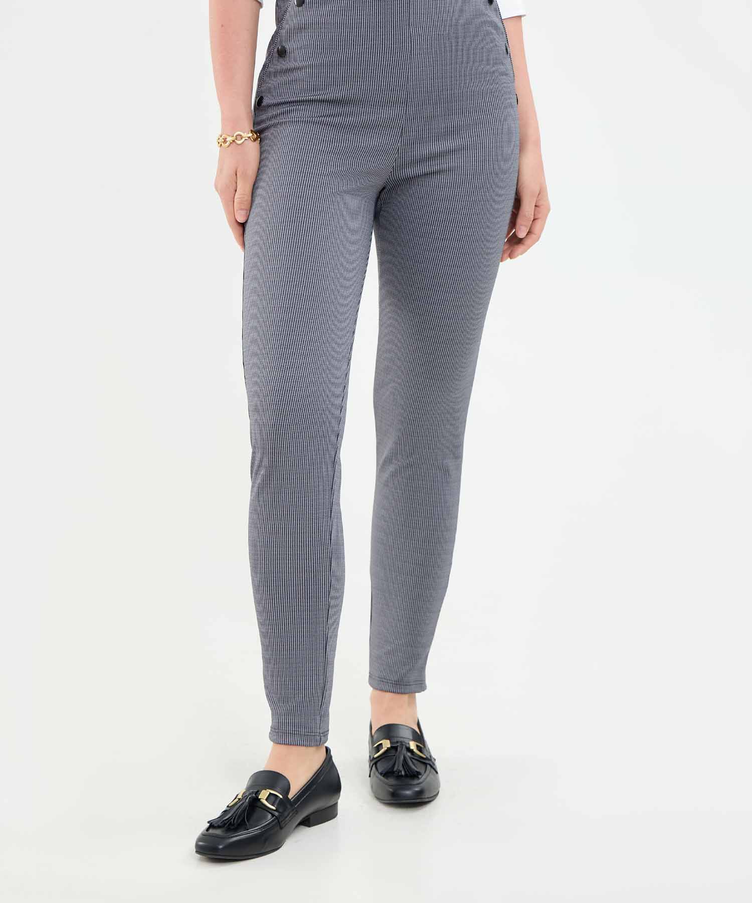 Leggins unicolor con broches en frente para mujer