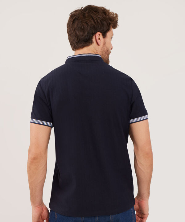 Polo Unicolor Cuello Mao Manga Corta Slim Fit