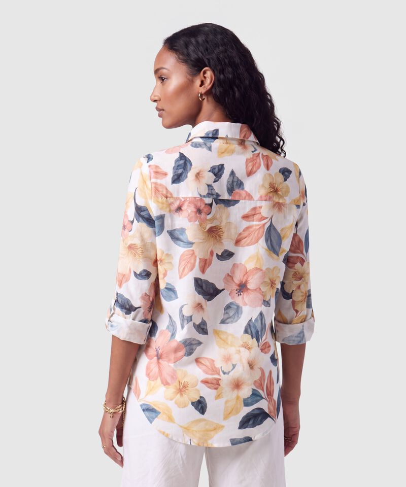 Camisa Manga Larga Con Bolsillo Para Mujer