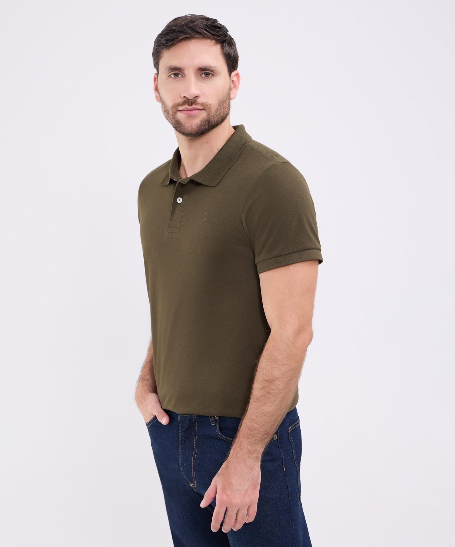 Polo Unicolor Para Hombre