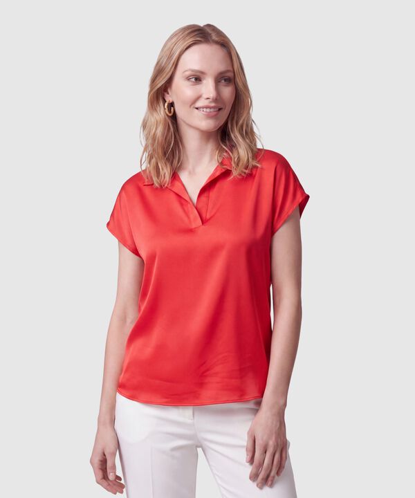 Blusa Unicolor Manga Corta Para Mujer image number null