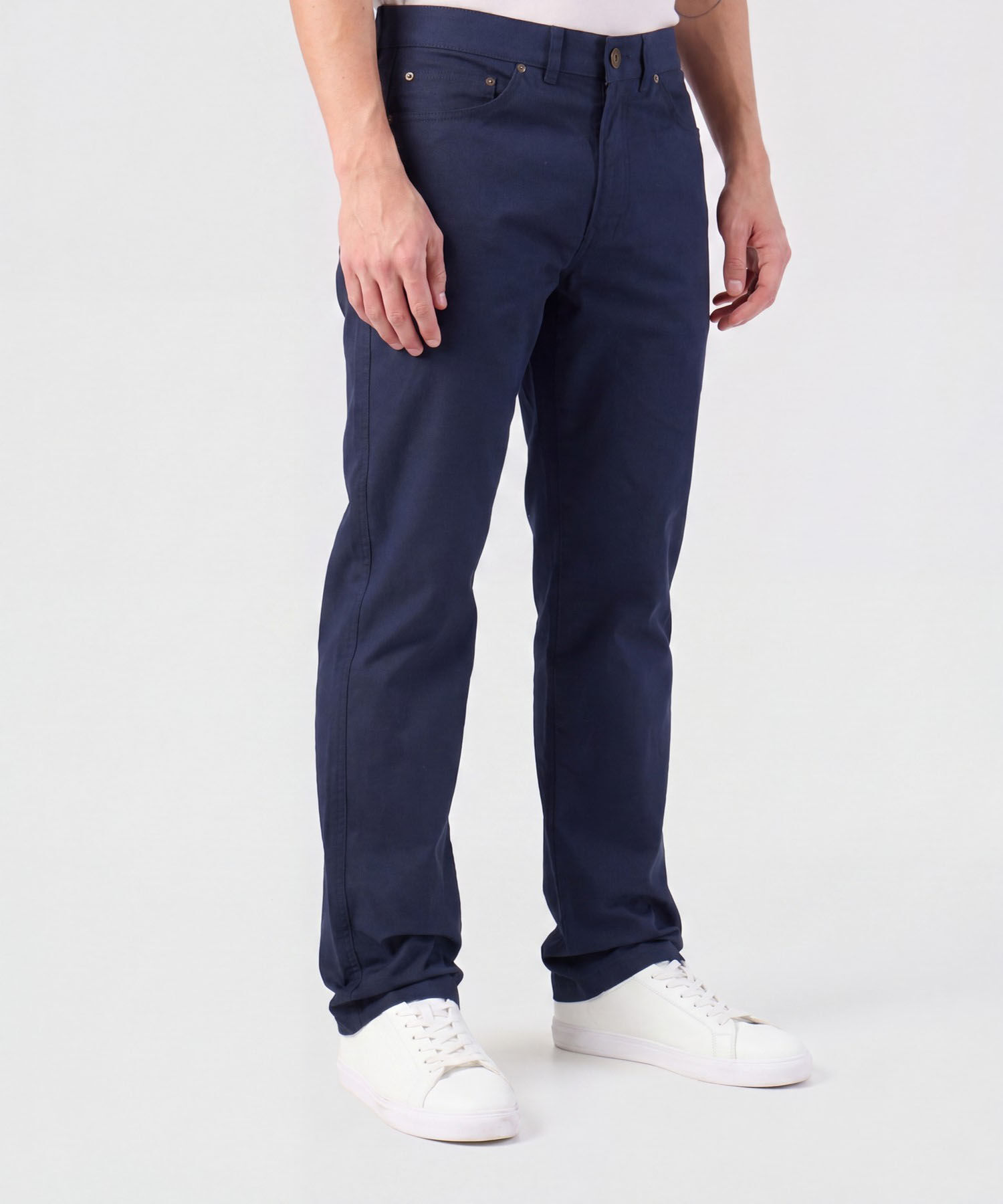 Pantalon Unicolor, 5 Bolsillos, Silueta Regular Fit