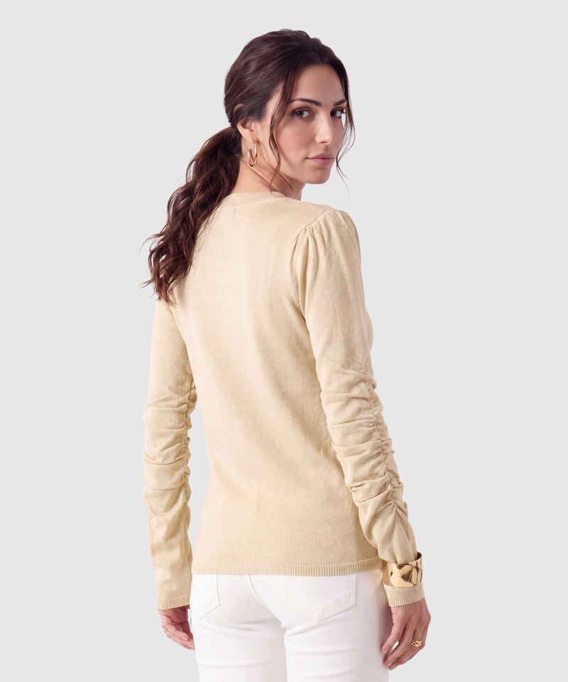 Saco Tejido Mangas Fruncidas Para Mujer