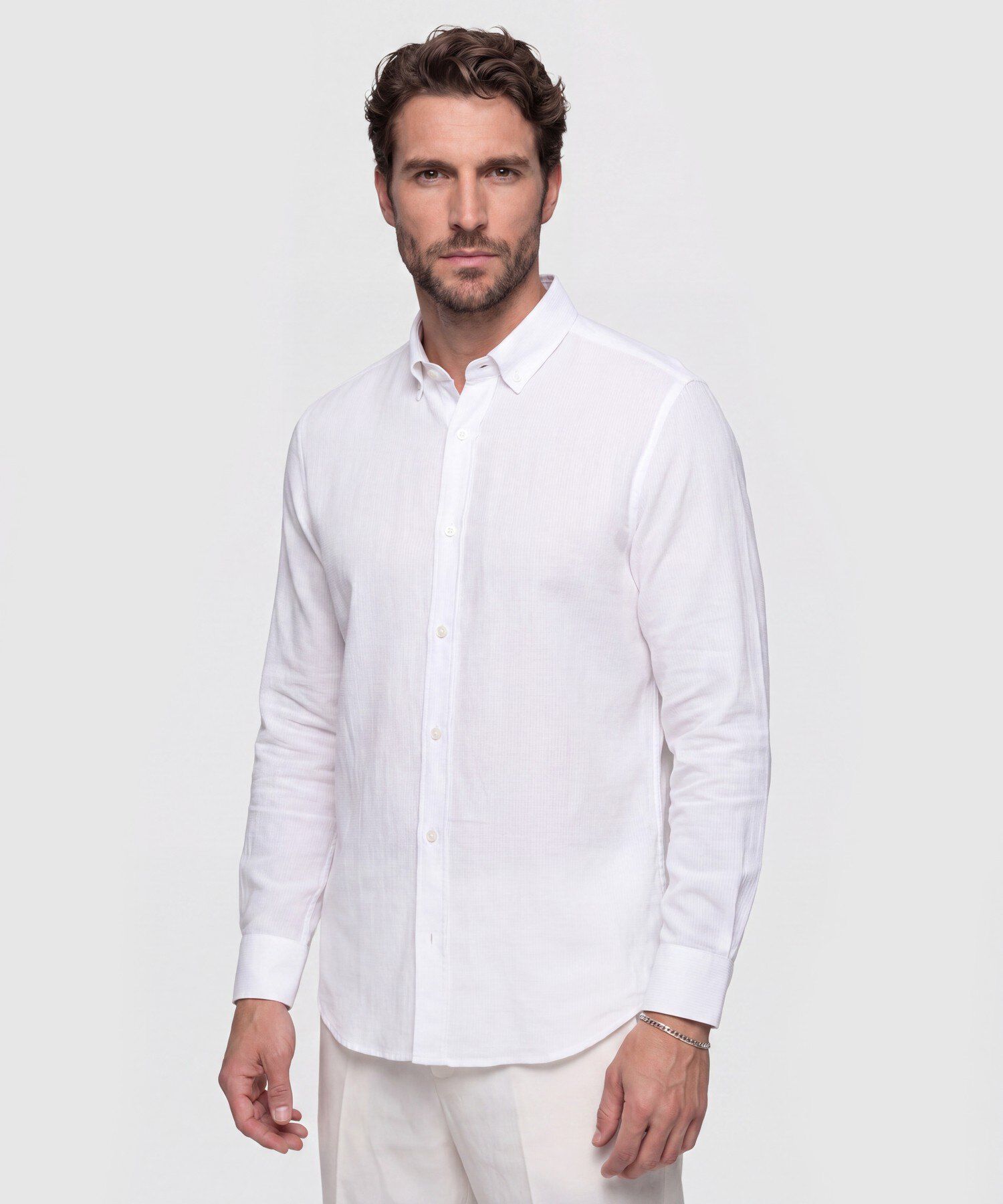 Camisa Manga Larga Texturizada Para Hombre