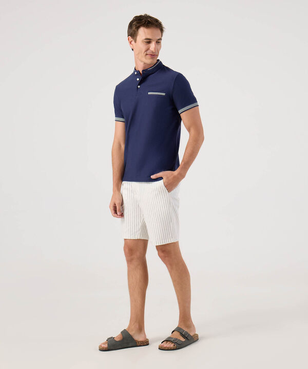 Polo Cuello Mao Con Bolsillo Ribete Texturizada image number null