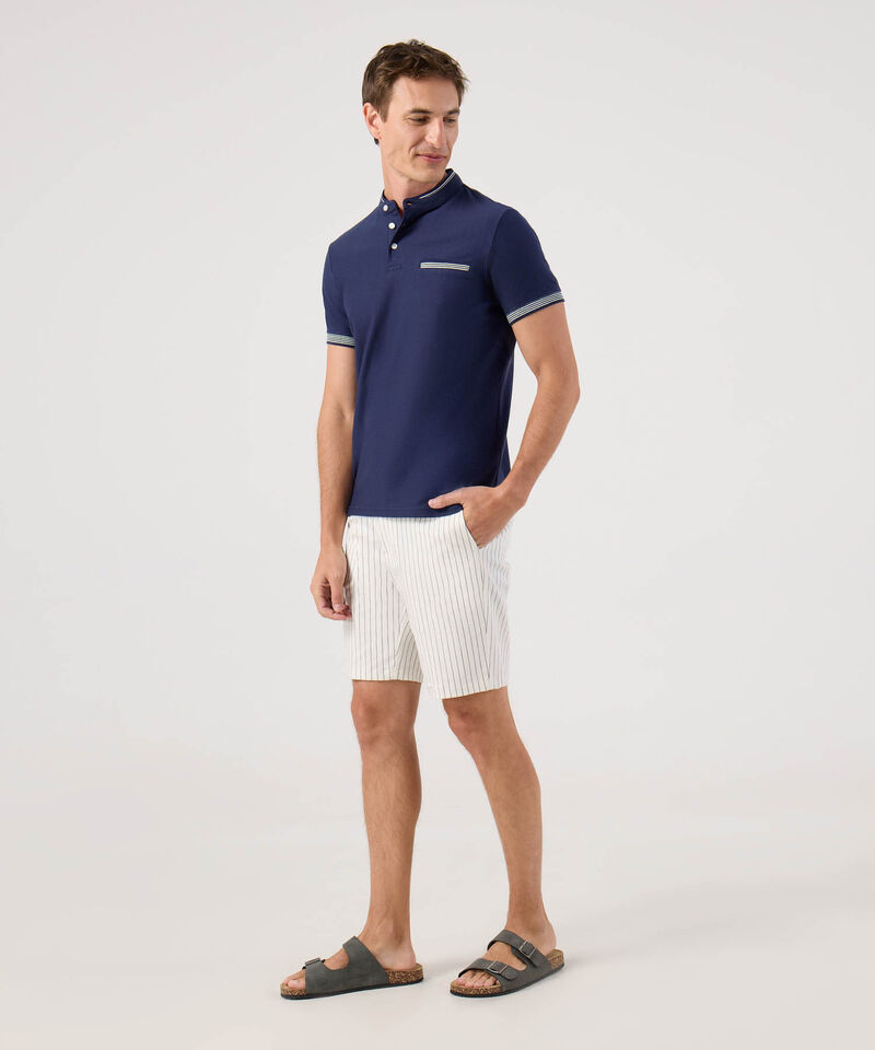 Polo Cuello Mao Con Bolsillo Ribete Texturizada