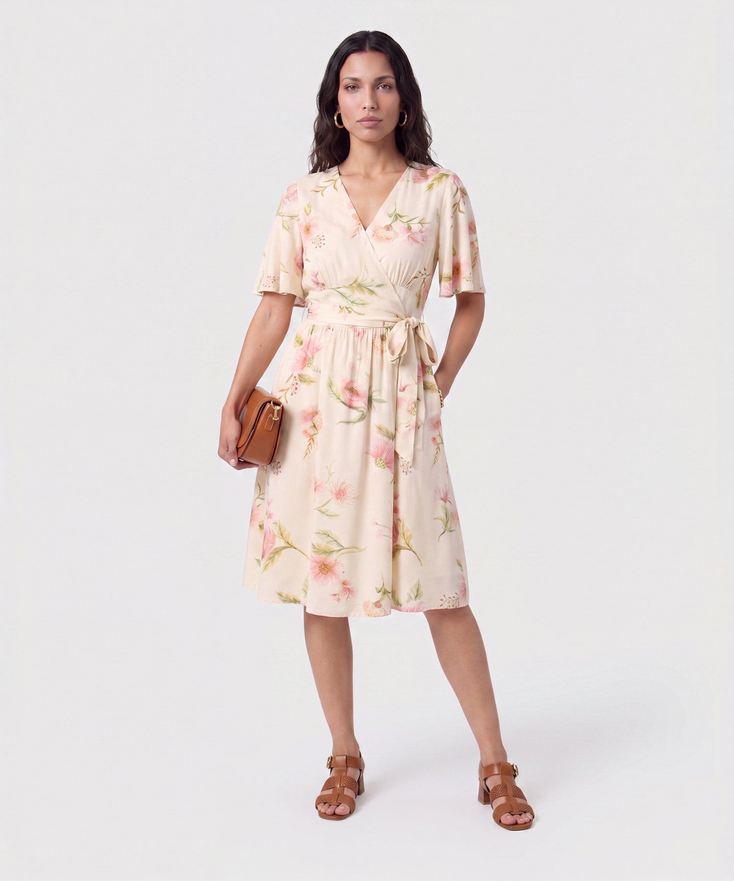 Vestido Cruzado Con Lazo Para Mujer