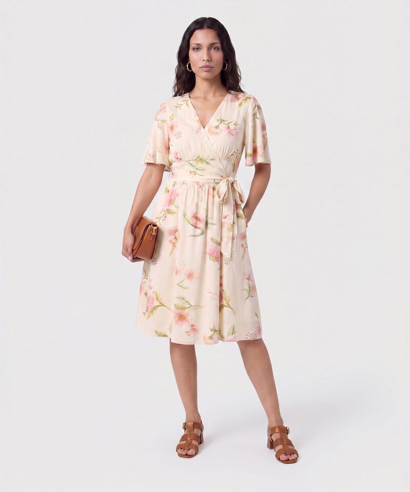 Vestido Cruzado Con Lazo Para Mujer