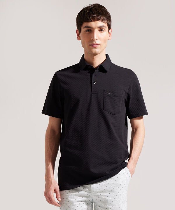 Polo Unicolor Textura Cuello Duro Con Bolsillo Y Silueta Regular Fit, Linea Moda Morocco image number null