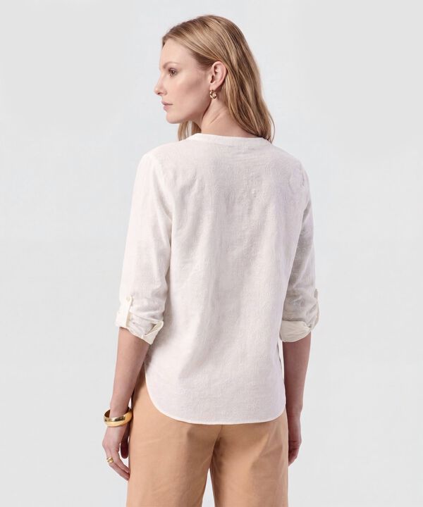 Blusa De Cuello Neru Y Manga Ajustable Para Mujer